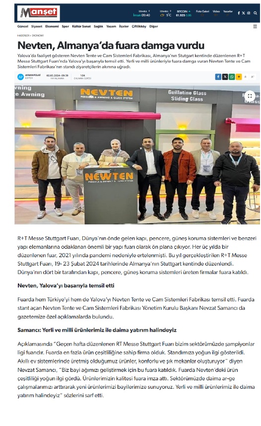 Nevten, R+T Messe Stuttgart Almanya’da fuara damga vurdu..